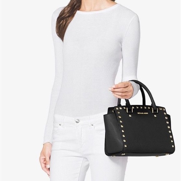 Michael Kors Studded Satchel Bag - Picture 3 of 14